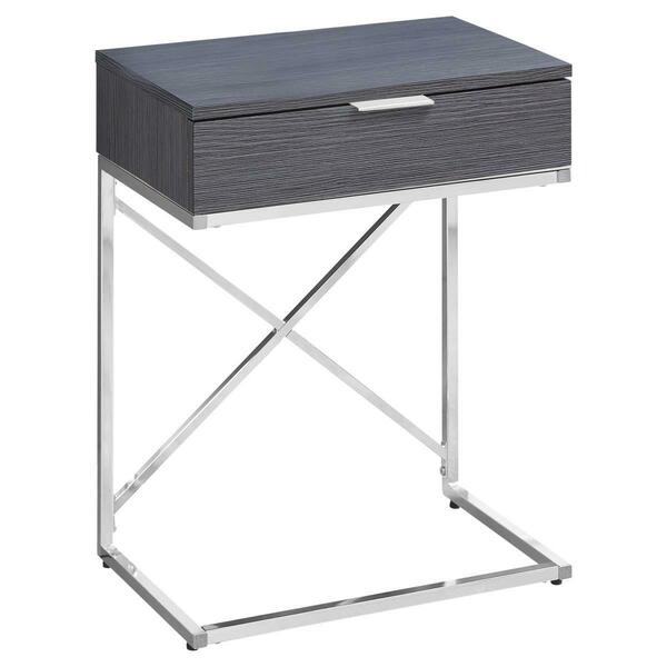 Daphnes Dinnette 24 in. Grey & Chrome Metal Accent Table DA3070084